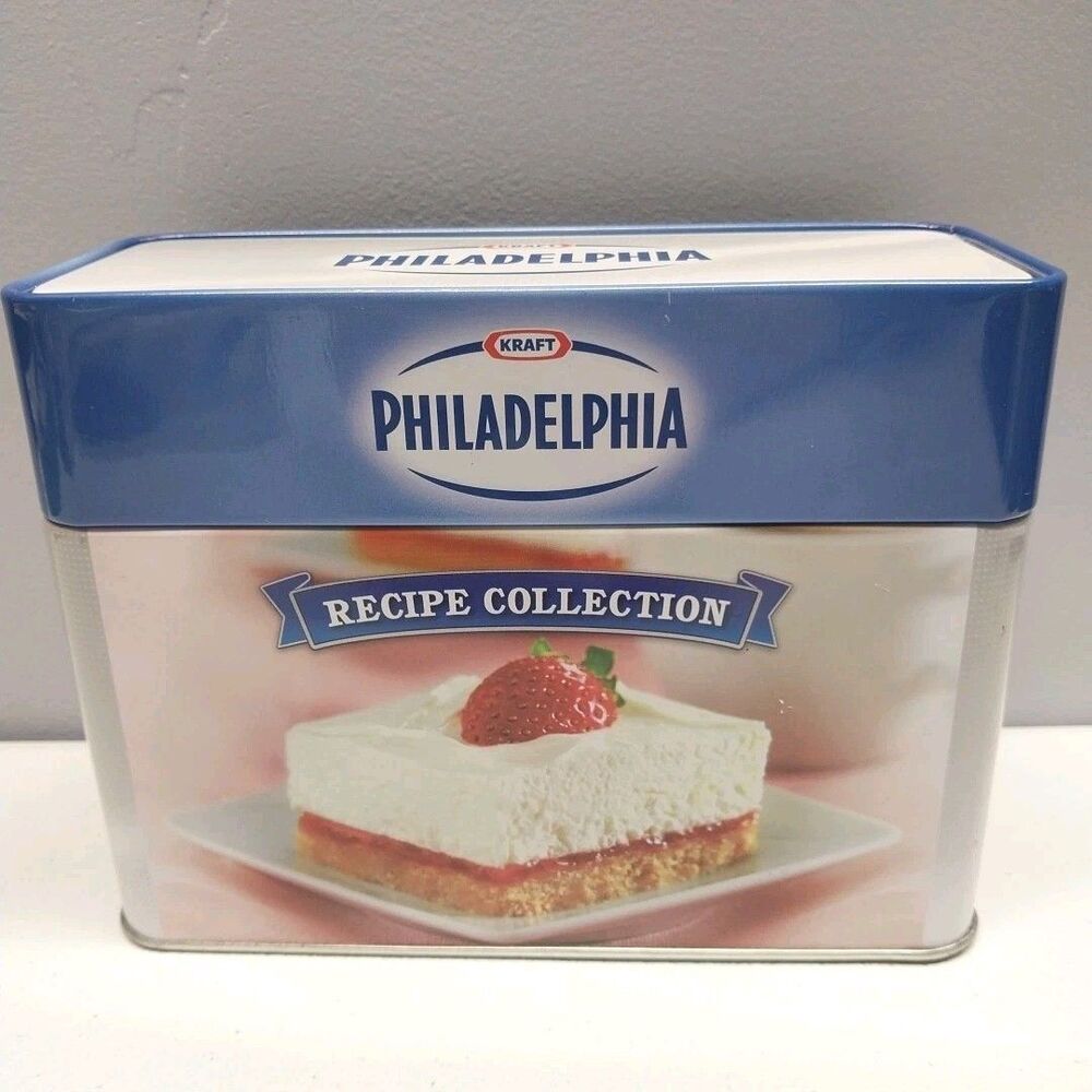 Philadelphia Recipe Card Tin Box Complete Recipes Dividers Blank Cards 2008